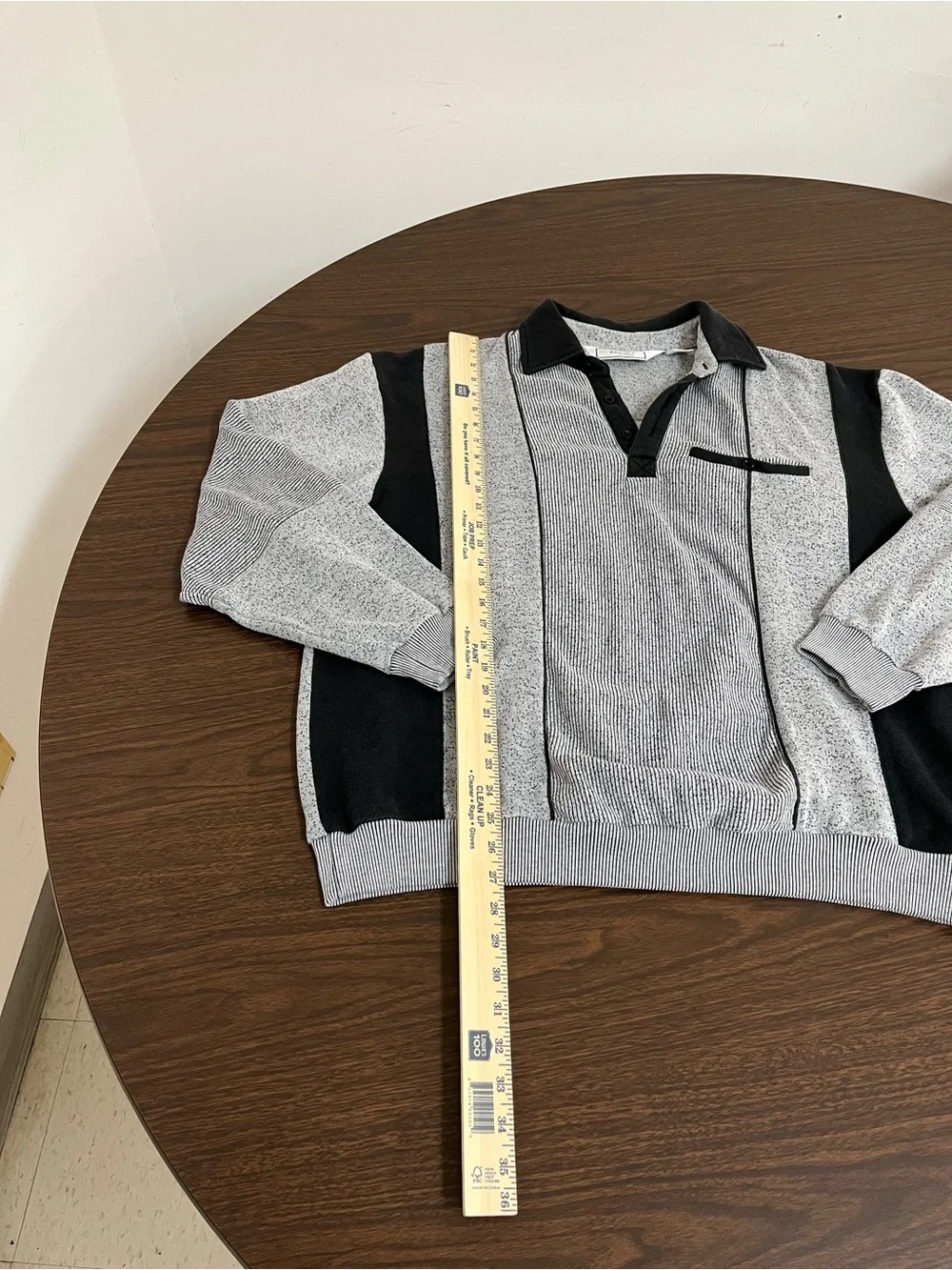 Classics by Palmland Banded Bottom Sweater Mens XL Gray Black Striped Vintage